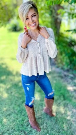 The ZigZag Stripe TOPS & TUNICS Oatmeal Sweet Nothing Top