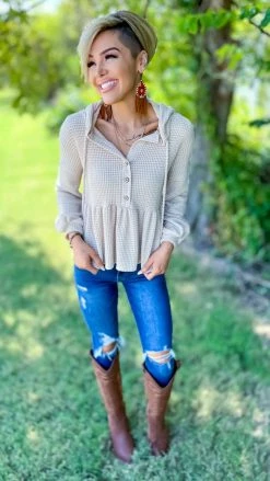 The ZigZag Stripe TOPS & TUNICS Oatmeal Sweet Nothing Top