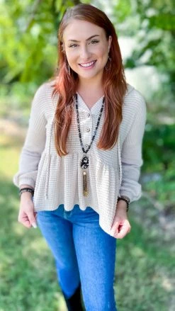 The ZigZag Stripe TOPS & TUNICS Oatmeal Sweet Nothing Top