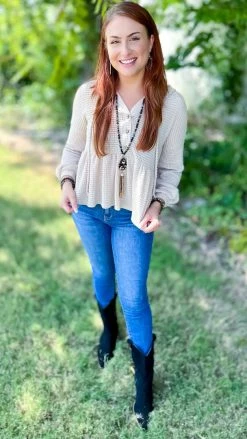 The ZigZag Stripe TOPS & TUNICS Oatmeal Sweet Nothing Top