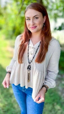 The ZigZag Stripe TOPS & TUNICS Oatmeal Sweet Nothing Top