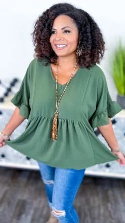 The ZigZag Stripe Olive Flirty Calls Top