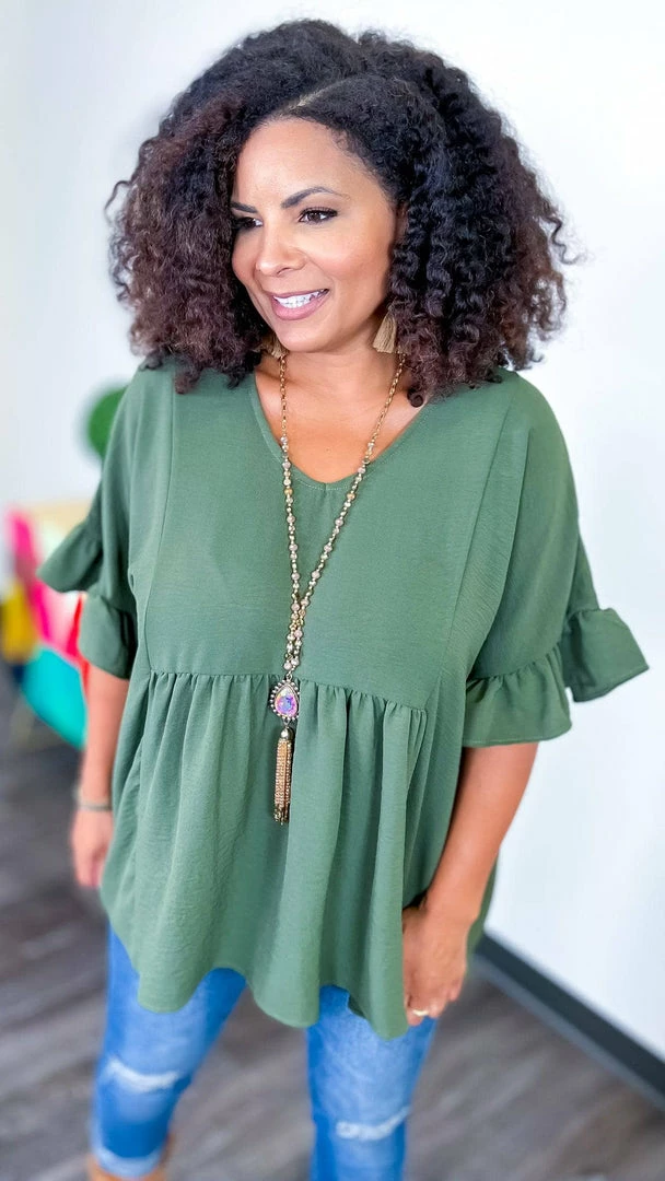 The ZigZag Stripe Olive Flirty Calls Top