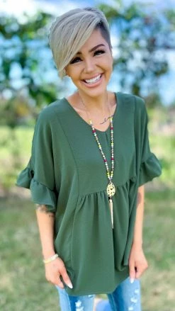 The ZigZag Stripe Olive Flirty Calls Top