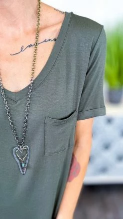 The ZigZag Stripe Olive T-Shirt Dress DRESSES