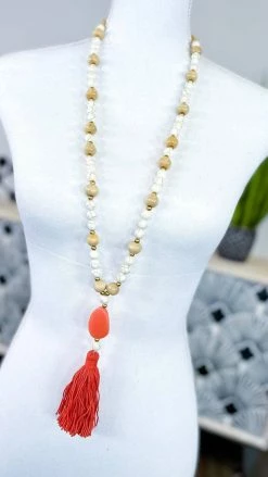Bali Queen ACCESSORIES Orange Thea Tassel Necklace