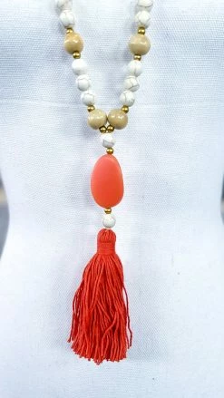 Bali Queen ACCESSORIES Orange Thea Tassel Necklace