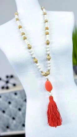 Bali Queen ACCESSORIES Orange Thea Tassel Necklace