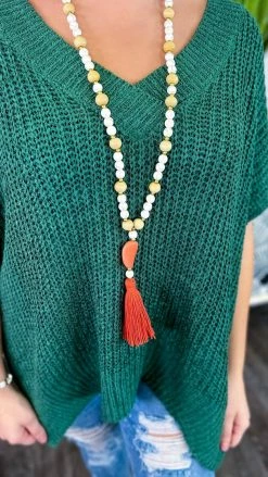 Bali Queen ACCESSORIES Orange Thea Tassel Necklace