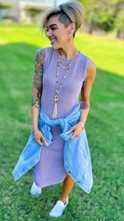 The ZigZag Stripe DRESSES Orchid Romantic Nights Dress [NO RETURNS]