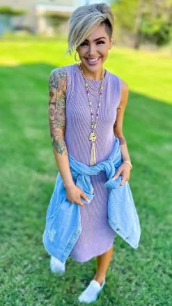 The ZigZag Stripe DRESSES Orchid Romantic Nights Dress [NO RETURNS]