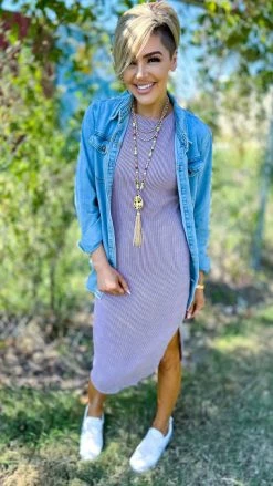 The ZigZag Stripe DRESSES Orchid Romantic Nights Dress [NO RETURNS]