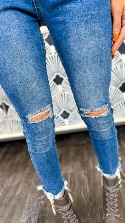 The ZigZag Stripe BOTTOMS Original Distressed Skinny Jeans