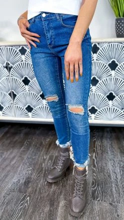 The ZigZag Stripe BOTTOMS Original Distressed Skinny Jeans