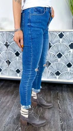 The ZigZag Stripe BOTTOMS Original Distressed Skinny Jeans