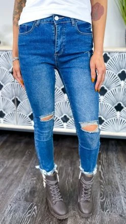 The ZigZag Stripe BOTTOMS Original Distressed Skinny Jeans