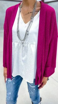The ZigZag Stripe OUTERWEAR Pink Chime In Cardigan