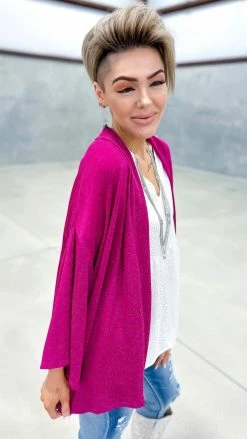 The ZigZag Stripe OUTERWEAR Pink Chime In Cardigan