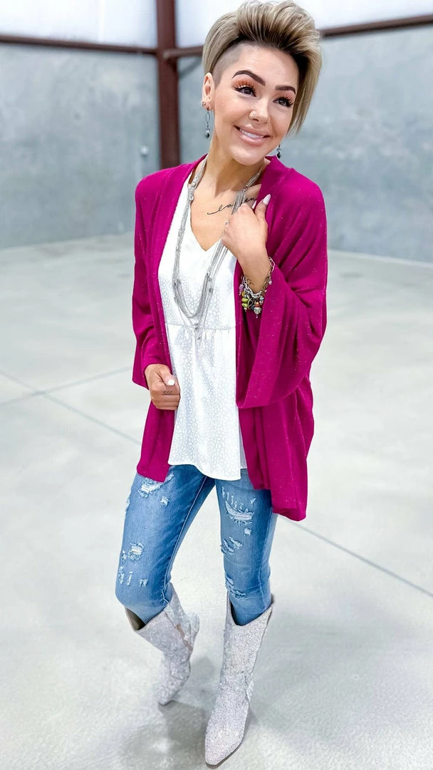 The ZigZag Stripe OUTERWEAR Pink Chime In Cardigan