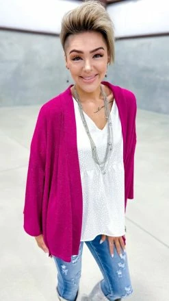 The ZigZag Stripe OUTERWEAR Pink Chime In Cardigan