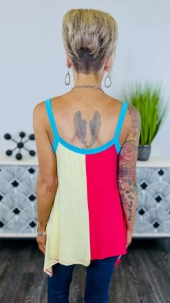 The ZigZag Stripe Pink Color Craze Tank [NO RETURNS] TOPS & TUNICS