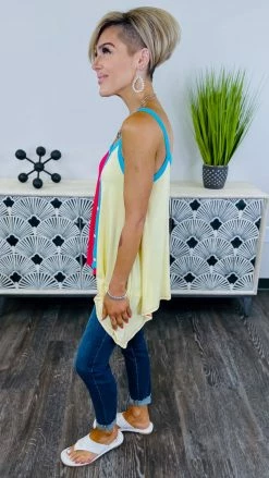 The ZigZag Stripe Pink Color Craze Tank [NO RETURNS] TOPS & TUNICS