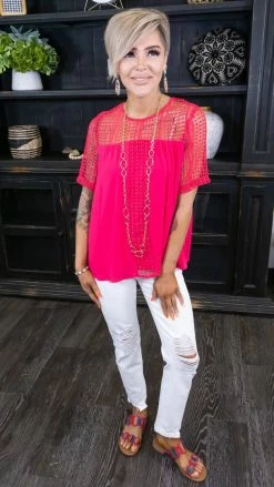 BiBi Pink Exchanging Stories Top TOPS & TUNICS