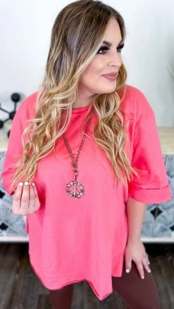 The ZigZag Stripe Short Sleeve Tops Pink Giving Ideas Top