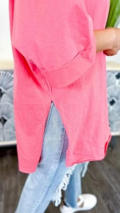 The ZigZag Stripe Short Sleeve Tops Pink Giving Ideas Top