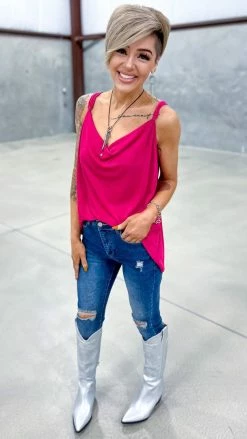 The ZigZag Stripe TOPS & TUNICS Pink Glam Gal Tank