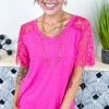 The ZigZag Stripe TOPS & TUNICS Pink Lace Lovin' Top