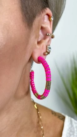 Southern Grace Pink Take Me To Bali Hoop Earrings ACCESSORIES