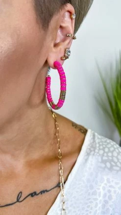 Southern Grace Pink Take Me To Bali Hoop Earrings ACCESSORIES