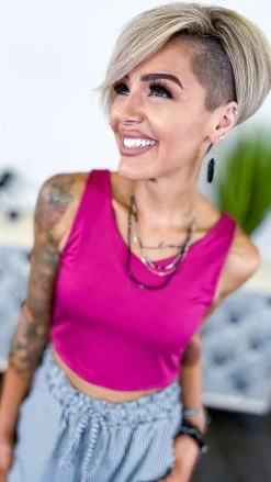 The ZigZag Stripe Pink V-Neck Crop Brami