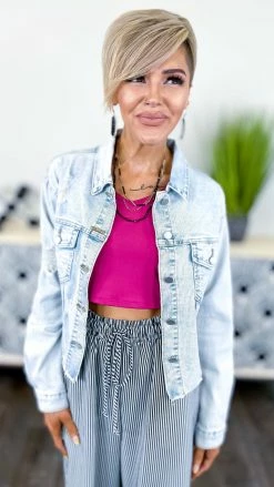 The ZigZag Stripe Pink V-Neck Crop Brami