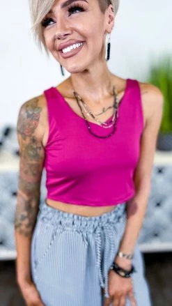 The ZigZag Stripe Pink V-Neck Crop Brami