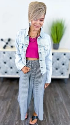 The ZigZag Stripe Pink V-Neck Crop Brami