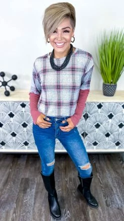 The ZigZag Stripe TOPS & TUNICS Plaid Business Top