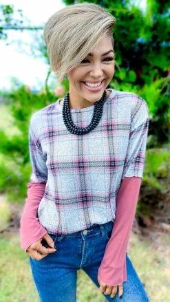 The ZigZag Stripe TOPS & TUNICS Plaid Business Top