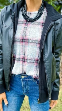 The ZigZag Stripe TOPS & TUNICS Plaid Business Top