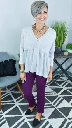 The ZigZag Stripe Plum Basic Ponte Pants BOTTOMS