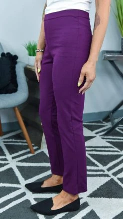 The ZigZag Stripe Plum Basic Ponte Pants BOTTOMS