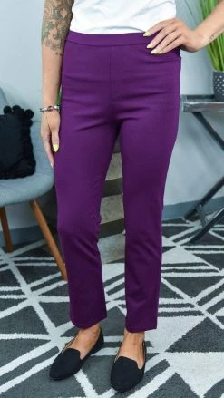 The ZigZag Stripe Plum Basic Ponte Pants BOTTOMS