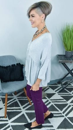 The ZigZag Stripe Plum Basic Ponte Pants BOTTOMS