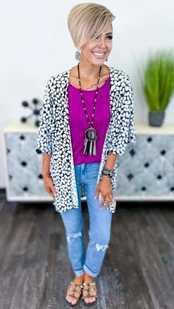 The ZigZag Stripe Plum Basic Spaghetti Tank [NO RETURNS] TOPS & TUNICS