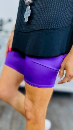 The ZigZag Stripe BOTTOMS Purple Cardio Cutie Shorts [NO RETURNS]