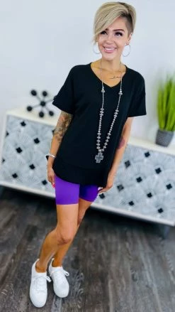 The ZigZag Stripe BOTTOMS Purple Cardio Cutie Shorts [NO RETURNS]