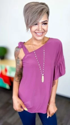 The ZigZag Stripe Purple Sweetest Impression Top [NO RETURNS] TOPS & TUNICS