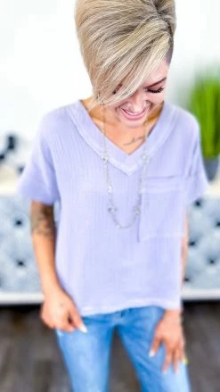 The ZigZag Stripe Purple Take A Minute Top [NO RETURNS]