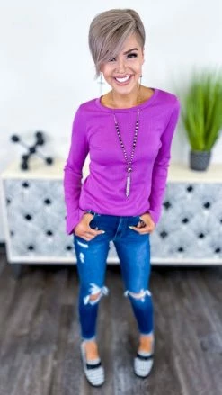 The ZigZag Stripe TOPS & TUNICS Purple Travel Around Top